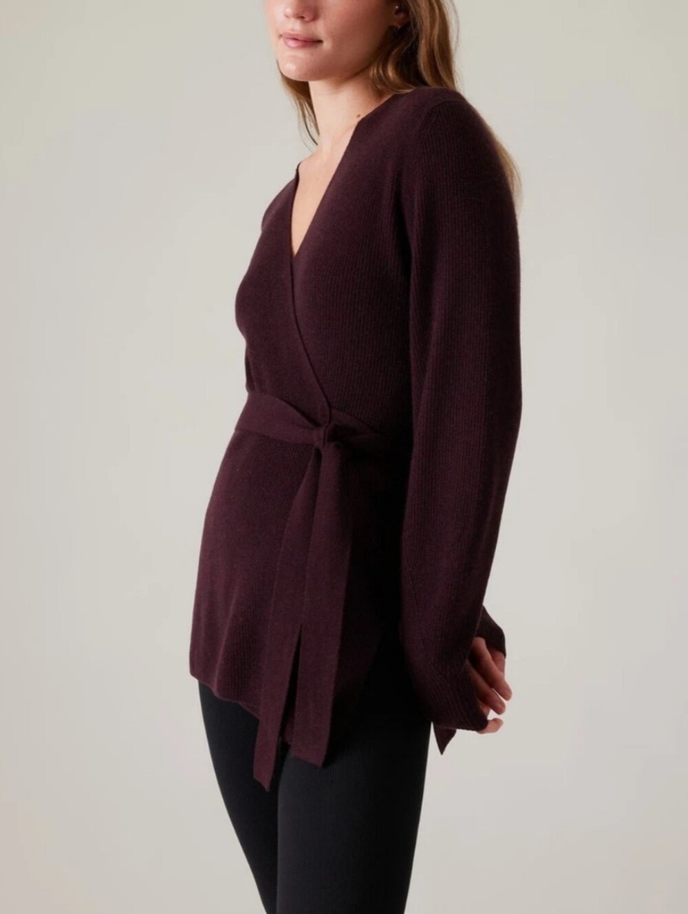 🆕️ Athleta Alpine Wrap Washable Cashmere Blend Sweater in Deep Plum